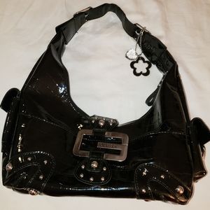 Guess Glossy Faux Patent Leather Hobo Purse